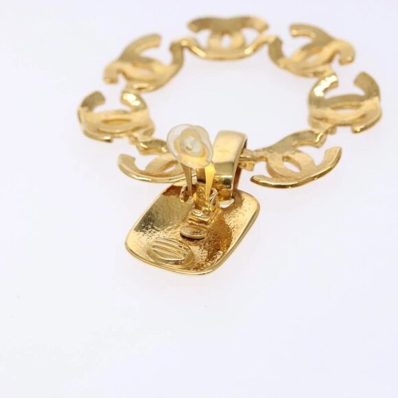 CHANEL COCO Mark Earring Metal Gold CC Auth 135951V - Picture 4 of 10